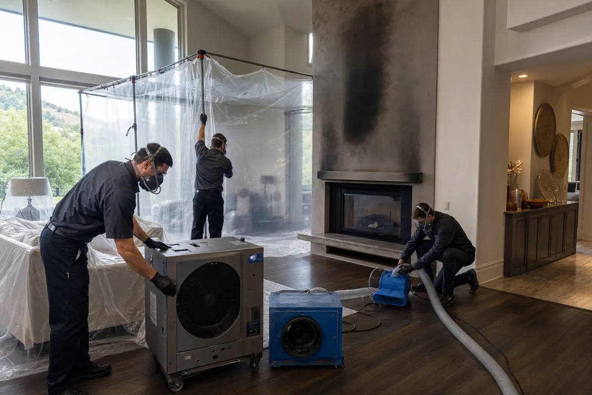Air scrubbers and containment for fire and smoke cleanup